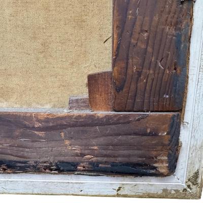 Sale Photo Thumbnail #154: This piece features what is believed to be a Gypsy family in the Alps or Balkans. There is a repair in the bottom left hand corner (pictured). Measurement: 52”H x 42”W. [JP]