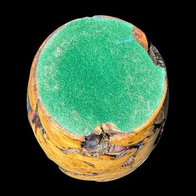 Sale Photo Thumbnail #178: This vase showcases the natural beauty and unique patterns of the wood grain and burl. The signature, if any, may be under the felt on the base. Measurement: 6”H x 3”W. [JP]