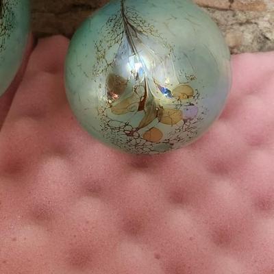 Sale Photo Thumbnail #236: Pair of Mint green Borowski handblown glass balls