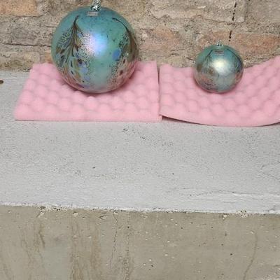 Sale Photo Thumbnail #230: Pair of Mint green Borowski handblown glass balls