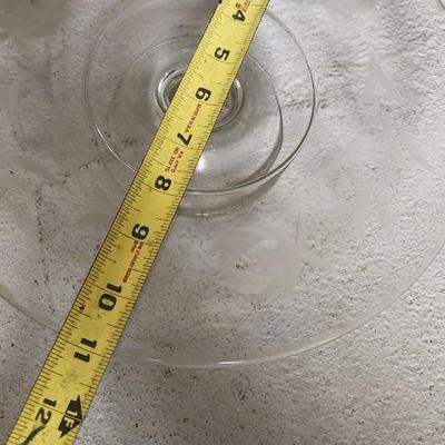 Sale Photo Thumbnail #260: Lariat Etched Platter, Etched Cake plate, crystal sherbets, 2 berry sets, a cracked crystal basket, Avon Glass egg, etc etc