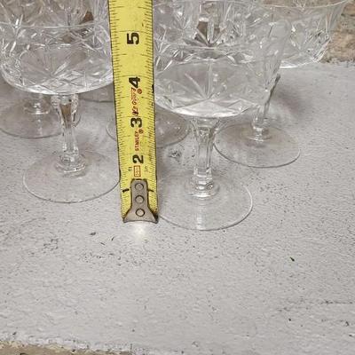 Sale Photo Thumbnail #259: Lariat Etched Platter, Etched Cake plate, crystal sherbets, 2 berry sets, a cracked crystal basket, Avon Glass egg, etc etc