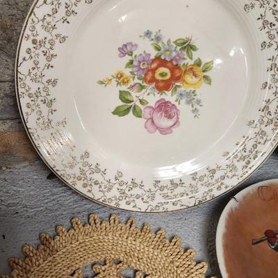 Sale Photo Thumbnail #274: Misc plates, bowls trivet and a sweet little precious moments