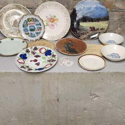 Sale Photo Thumbnail #269: Misc plates, bowls trivet and a sweet little precious moments