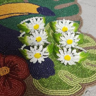 Sale Photo Thumbnail #297: Fantastic TJ Maxx Beaded Runner, misc napkin rings, suncatchers and even a windchime