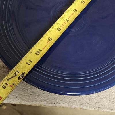 Sale Photo Thumbnail #338: Cobalt Chop plate, Sunflower Dinner Plate (chipped), Turquoise Lunch plate. Pair of salt and peppers and a harlequin cream and sugar