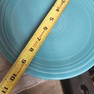 Sale Photo Thumbnail #340: Cobalt Chop plate, Sunflower Dinner Plate (chipped), Turquoise Lunch plate. Pair of salt and peppers and a harlequin cream and sugar