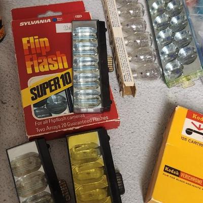 Sale Photo Thumbnail #346: Misc lot of flash bulbs and some film