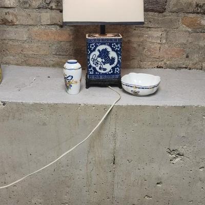 Sale Photo Thumbnail #365: Frederick Cooper Foo Lion Dog Lamp and 2 pieces of Bernardaud Limoges Borghese