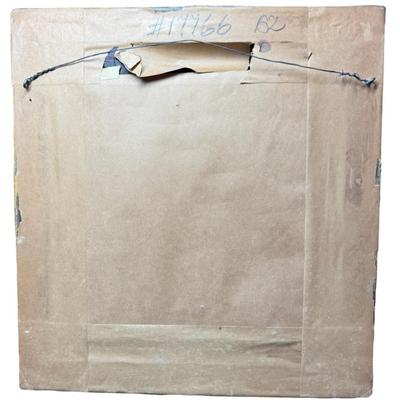 Sale Photo Thumbnail #193: This mid 19th century Houssot piece features a woman sewing with a period box beside her. It is in a Victorian style frame.  There is some craquelure throughout. Otherwise, this piece is free of damage to the canvas. Measurement: 16”H x 15”W. Pre-auct