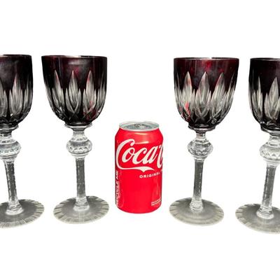 Sale Photo Thumbnail #217: Originally created in Europe to enhance the color of the wine. Total of four pieces. No obvious chips or cracks. Measurement: 8.25”H x 3”W (each). Pre-auction estimate: $100-$200. [JP]