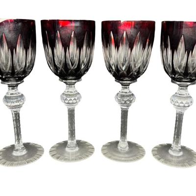 Sale Photo Thumbnail #216: Originally created in Europe to enhance the color of the wine. Total of four pieces. No obvious chips or cracks. Measurement: 8.25”H x 3”W (each). Pre-auction estimate: $100-$200. [JP]