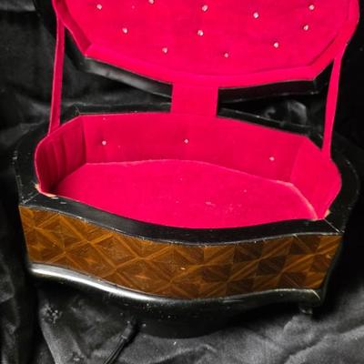 Vintage Italian Marquetry Wood Inlay Jewelry Box – Red Velvet Interior, Sorrento Craft