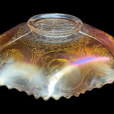 Sale Photo Thumbnail #241: Includes a Fenton dragon and lotus bowl, and a swung glass vase. Total of two pieces. No obvious chips or cracks. Measurement of largest: 9”H. [JP]