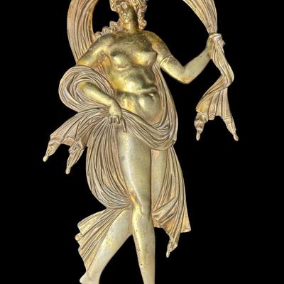 Sale Photo Thumbnail #293: This avant garde wall plaque is a classic example of flowing lines seen during this period. There is age related wear, including patina. Measurement: 13”L x 7”W. [JP]