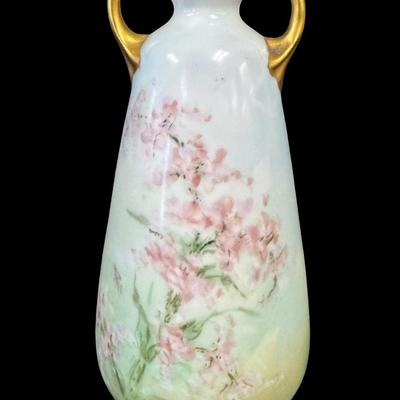 Sale Photo Thumbnail #307: Includes a console dish, and a bud vase. The bud vase has the artist’s signature on the base, and the console dish was made by Depose’ of Austria. There may or may not be flea bites or cracks in the glaze only. Measurement of longest: 8”L. [JP]