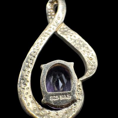 Sale Photo Thumbnail #320: [3.77g] This features an amethyst and diamond accent infinity pendant, on a classic cable chain. Both pieces have a gold vermeil wash. Length of chain: 18”L. [JP]