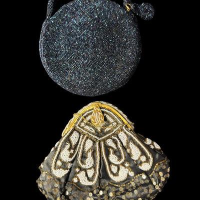 Sale Photo Thumbnail #341: Includes beaded, embroidered, and more. Made in France, Hong Kong, and more. Total of seven pieces. Measurement of largest: 10” x 6”. [JP]