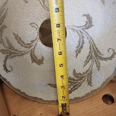 Sale Photo Thumbnail #516: Four vintage lighting pieces. The blue and pink have pull chains, the frosted is just glass and the clear has the whole fixture