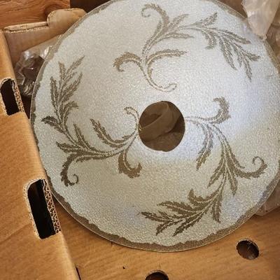 Sale Photo Thumbnail #515: Four vintage lighting pieces. The blue and pink have pull chains, the frosted is just glass and the clear has the whole fixture