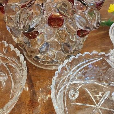 Sale Photo Thumbnail #537: Large lot of bowls/crystal pieces. Some are chippy