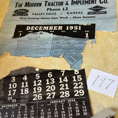 1951 Valley Falls Calender