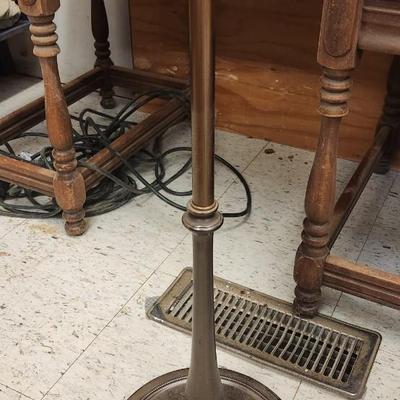 Sale Photo Thumbnail #576: Fantastic old floor lamp with transferware insert.