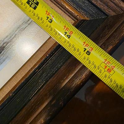 Vintage Chinese Shan Shui Landscape Painting on Silk – Hand-Painted Mountain & Lake Scene in Rustic Wood Frame