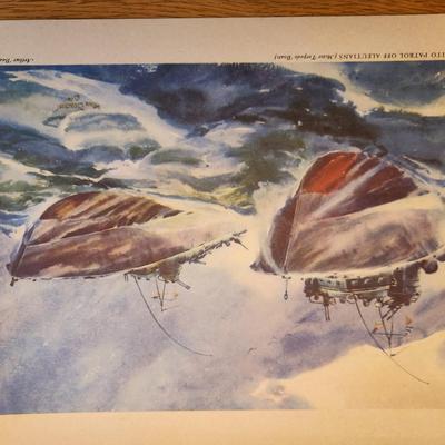 Sale Photo Thumbnail #175: This lot is for a Vintage WW2 Navy Ship Prints Folio by Beaumont.  This folio holds eight prints in the remnants of a blue folder.  Our Fighting Navy - Color Reproduction of Paintings by Arthur Beaumont.  This collection holds eight different prints most 