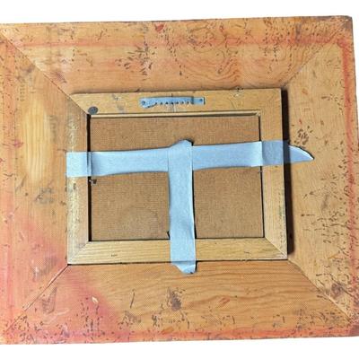 Sale Photo Thumbnail #370: This piece is in a mid-century modern frame. The impressionist piece is most likely from the U.S. It is illegibly signed in the bottom right. There are no signs of significant damage. Measurement: 15.5”W x 13.5”H. [JP]