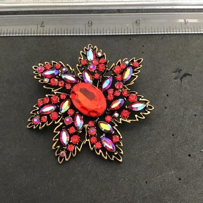 Sale Photo Thumbnail #125: Very nice red AB Rhinestone Fashion brooch 
Please see attached photos
