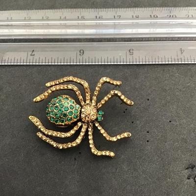 Sale Photo Thumbnail #150: Very cool multi color rhinestone spider brooch 
Please see attached photos