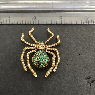 Sale Photo Thumbnail #149: Very cool multi color rhinestone spider brooch 
Please see attached photos