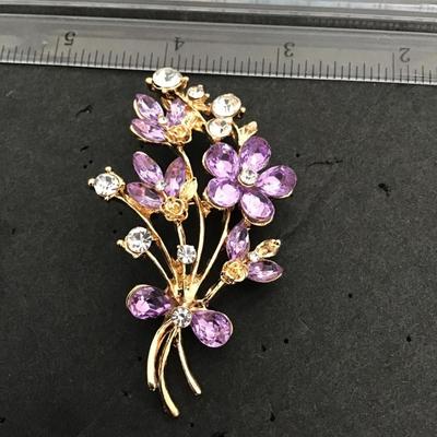 Sale Photo Thumbnail #167: Beautiful spring purple Rhinestone flower brooch 
Please see attached photos