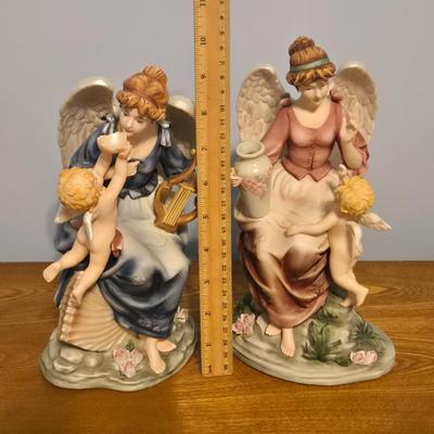 LOT 18: Grandeur Noel Hand Painted Porcelain Angel Set Collector's Edition, Crystal Vase, Vintage Millville National Bank (Wheaton...