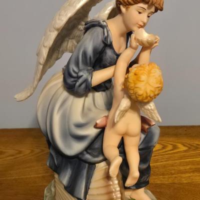 LOT 18: Grandeur Noel Hand Painted Porcelain Angel Set Collector's Edition, Crystal Vase, Vintage Millville National Bank (Wheaton...