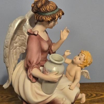 LOT 18: Grandeur Noel Hand Painted Porcelain Angel Set Collector's Edition, Crystal Vase, Vintage Millville National Bank (Wheaton...
