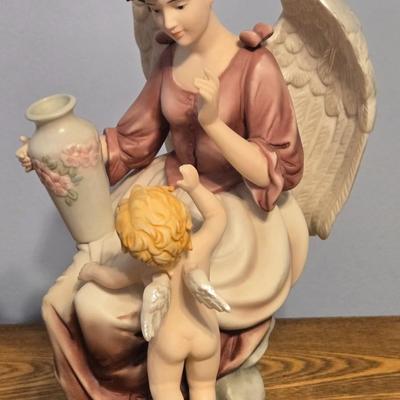 LOT 18: Grandeur Noel Hand Painted Porcelain Angel Set Collector's Edition, Crystal Vase, Vintage Millville National Bank (Wheaton...
