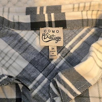 LOT 27: Women's Plus Size Jeans, Sleeveless Checked Shirt and 2 Flannel Shirts