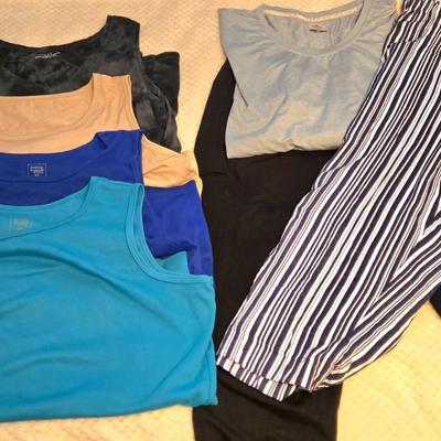 LOT 29: Two Pairs of Women's Lounge Pants, 4 Tank Tops, and 1 Long Sleeve Shirt- Plus Size