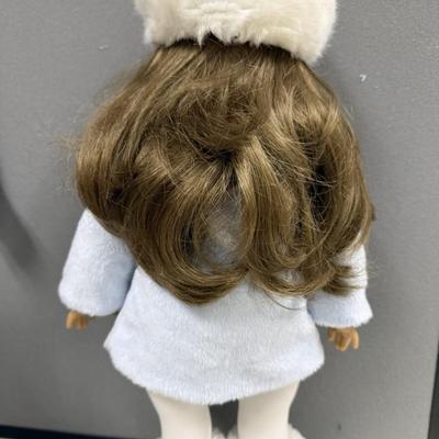 Sale Photo Thumbnail #16: One of the three historical characters introduced in 1986. 
Includes the brass bed and bedding ( 2 headboards,  each is missing one ball on the top).    
Also includes washstand, comb and brush, water pitcher, additional clothing.  All items pictured are 