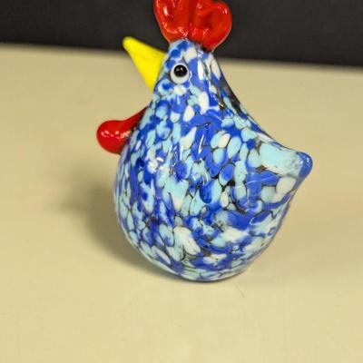 Hand Blown Art Glass Roster Figurine Paperweight