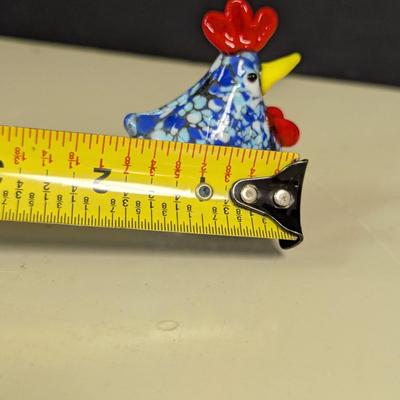 Hand Blown Art Glass Roster Figurine Paperweight