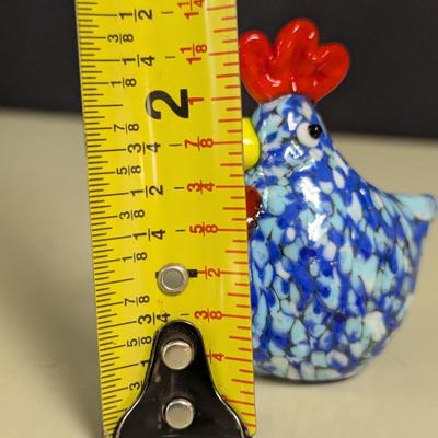 Hand Blown Art Glass Roster Figurine Paperweight