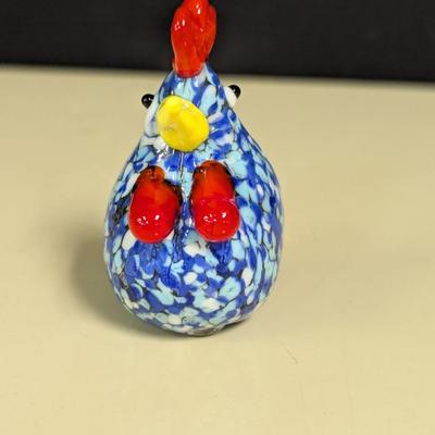 Hand Blown Art Glass Roster Figurine Paperweight