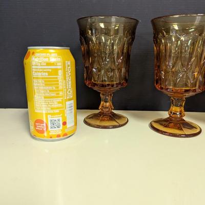 Vintage Amber Goblet Glasses