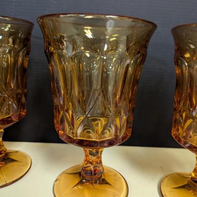 Vintage Amber Goblet Glasses