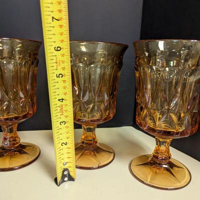 Vintage Amber Goblet Glasses