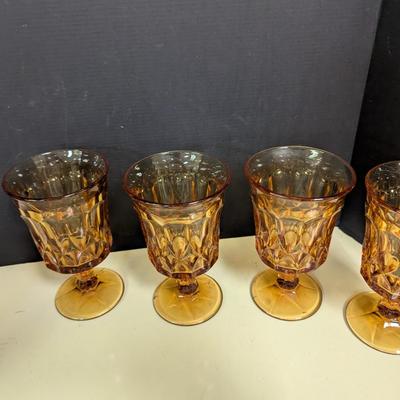 Vintage Amber Goblet Glasses