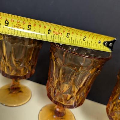 Vintage Amber Goblet Glasses